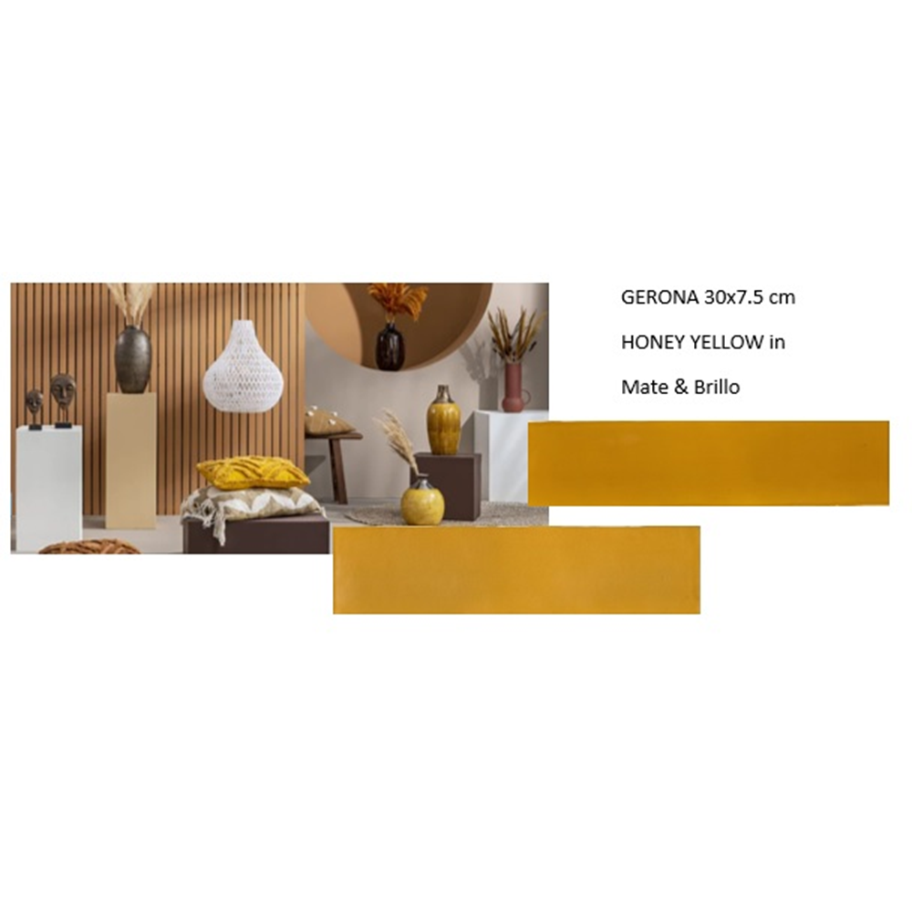 Wandtegels Terre D'Azur Gerona Honey-Yellow glans 7,5x30