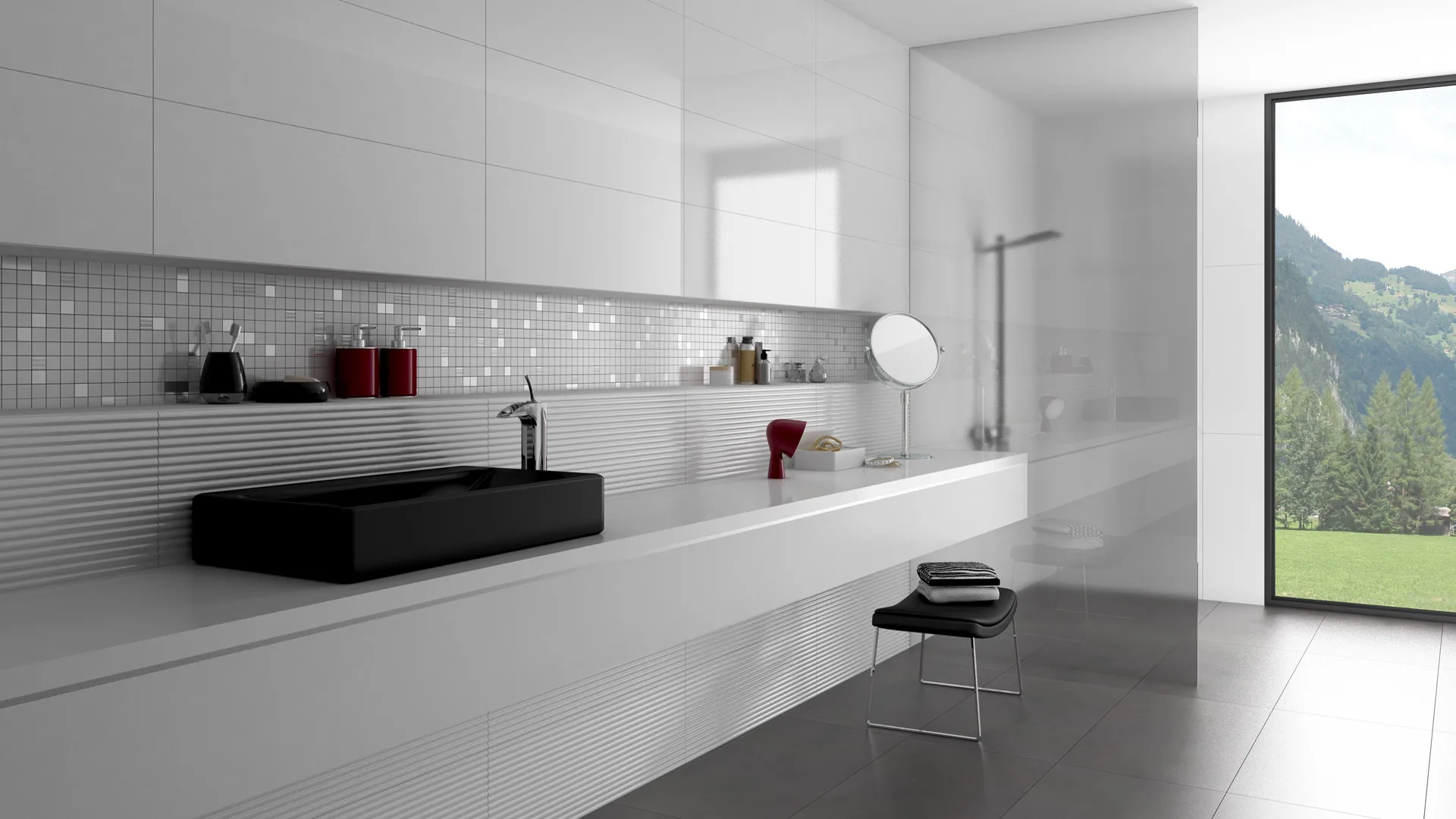 Wandtegel Beste Koop Dimension Bases Blanco glans 40x120cm