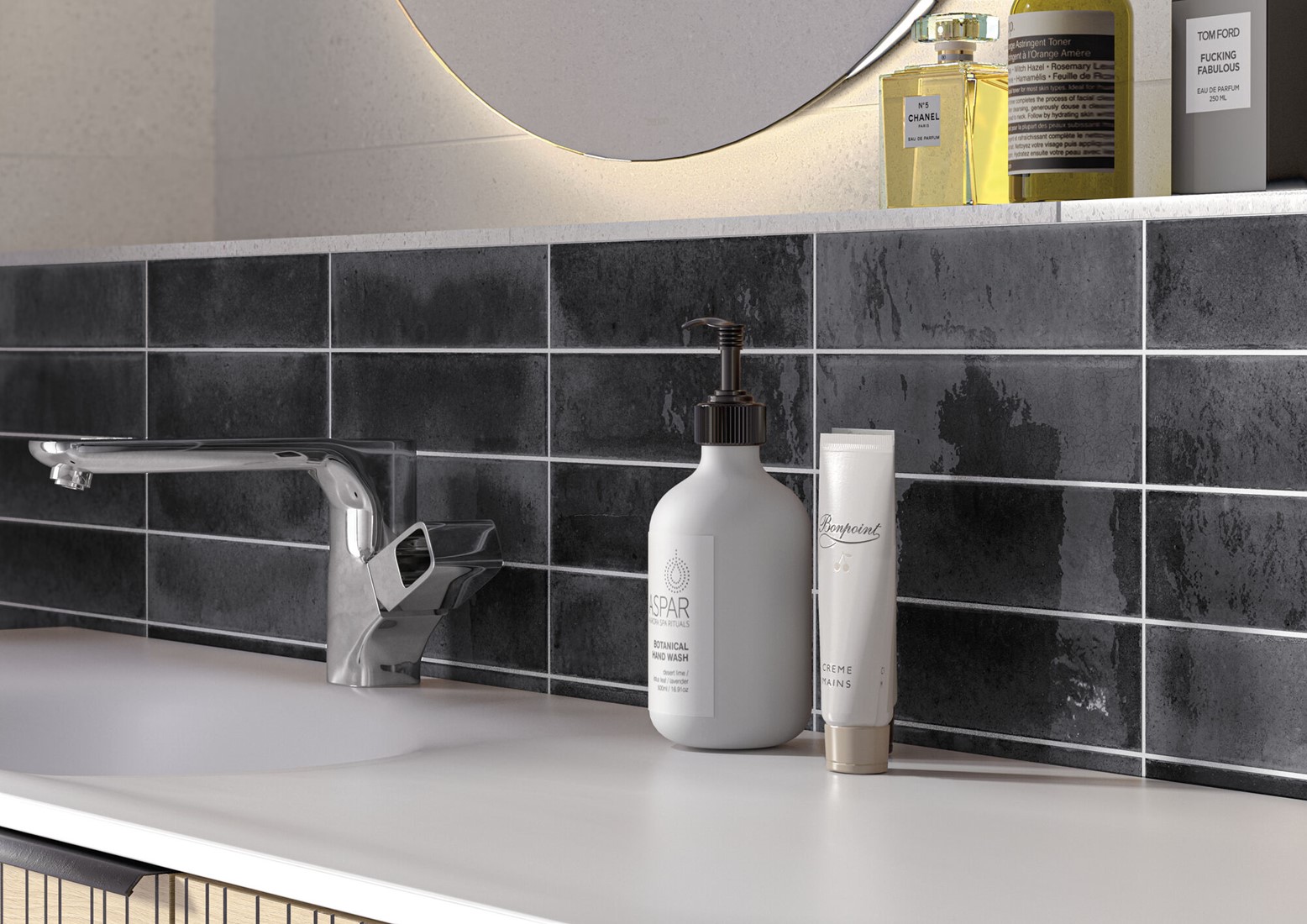 Wandtegels Jazba Anthracite Brillo 6x24,6cm