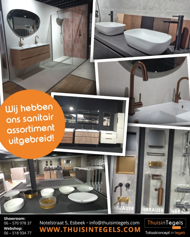 𝗡𝗼𝗴 𝗺𝗲𝗲𝗿 𝘀𝗮𝗻𝗶𝘁𝗮𝗶𝗿, 𝗻𝗼𝗴 𝗺𝗲𝗲𝗿 𝗶𝗻𝘀𝗽𝗶𝗿𝗮𝘁𝗶𝗲ⵑ 💧🛁

Bij Thuis in Tegels hebben we ons sanitair assortiment flink uitgebreid! In onze showroom vind je nu verschillende compleet ingerichte opstellingen waarin je direct ziet hoe jouw nieuwe badkamer eruit kan komen te zien. Van stijlvolle kranen en moderne douche installaties tot wasbakken, toiletaccessoires en meer, alles om jouw droombadkamer compleet te maken. 🤩

👉Wil je graag inspiratie op te doen? Loop gerust eens binnen! Liever persoonlijk advies op maat? Maak dan even een afspraak, zodat we alle tijd voor je kunnen nemen.

𝗧𝗵𝘂𝗶𝘀 𝗶𝗻 𝗧𝗲𝗴𝗲𝗹𝘀 𝗺𝗮𝗮𝗸𝘁 𝗷𝗼𝘂𝘄 𝘄𝗼𝗼𝗻𝘄𝗲𝗻𝘀𝗲𝗻 𝘄𝗮𝗮𝗿ⵑ